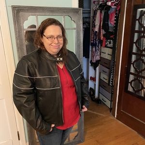 Plus size leather jacket